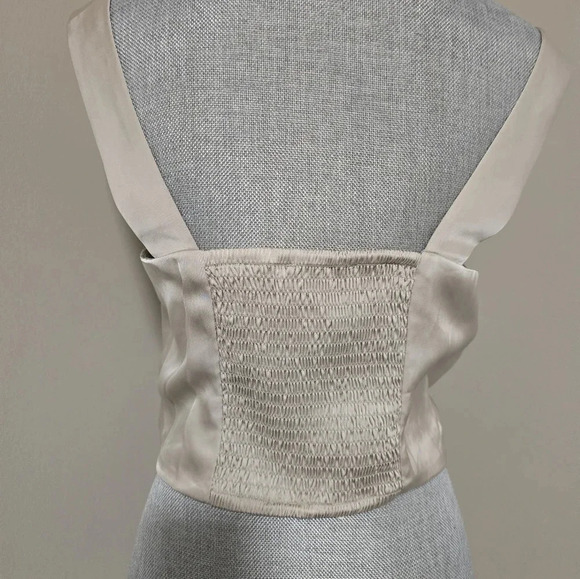 Rachel Zoe Satin Crop Top Off  White Cream Sleeveless Cowl Neck size S - Picture 5 of 5